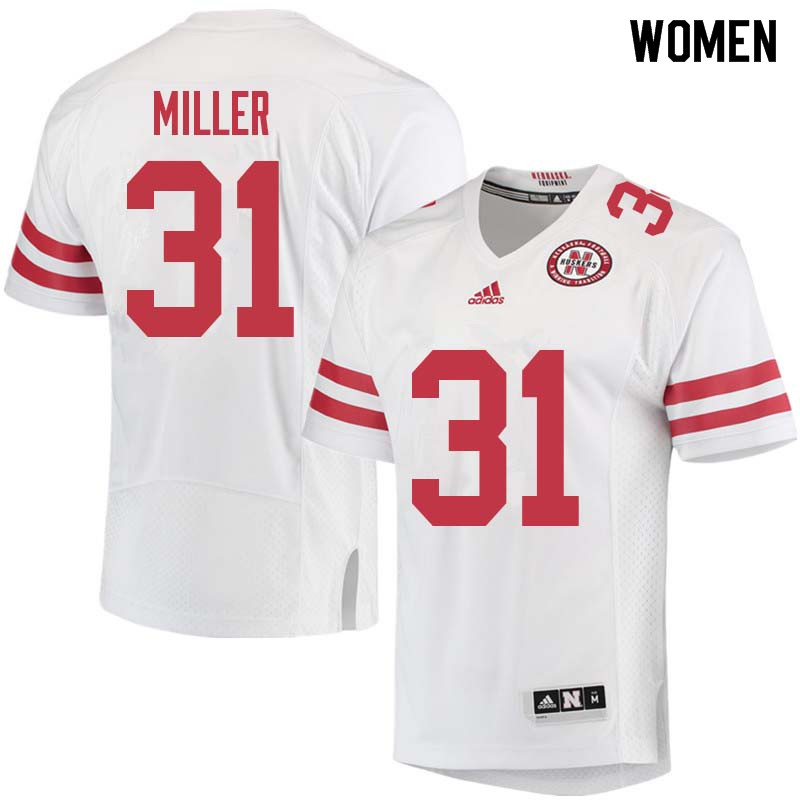 Women #31 Collin Miller Nebraska Cornhuskers College Football Jerseys Sale-White - Click Image to Close